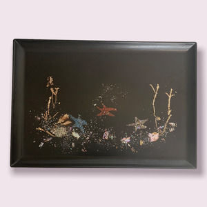 Vintage MCM Couroc Inlaid Tray Coral Abalone Shell 15x10 Ocean Sea Monterey